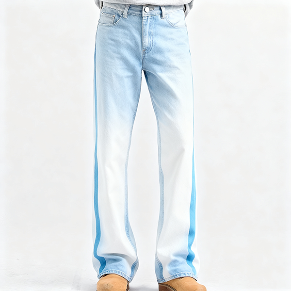 Light Blue Ombre Denim Jeans with Side Panels