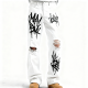 White Denim Jeans with Black Graffiti & Rips