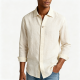 Cream Linen-Blend Long-Sleeve Shirt