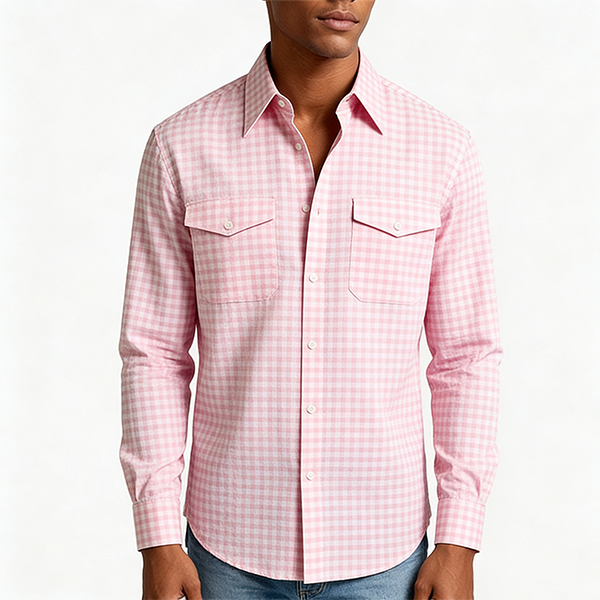Pink Gingham Long-Sleeve Shirt