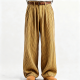 Pleated Tan Wide-Leg Trousers