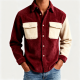 Burgundy & Cream Sherpa-Trimmed Shirt