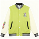 Lime Green & Cream Graphic Baseball Jacket