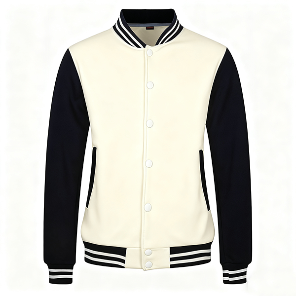 Cream & Black Two-Tone Baseball Jacket